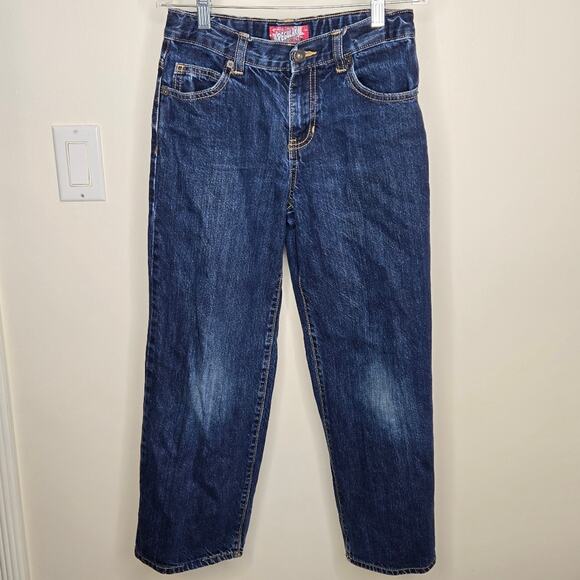 OLD NAVY Boys Regular Size 12 Dark Blue Wash Straight Leg Jeans - Picture 1 of 7